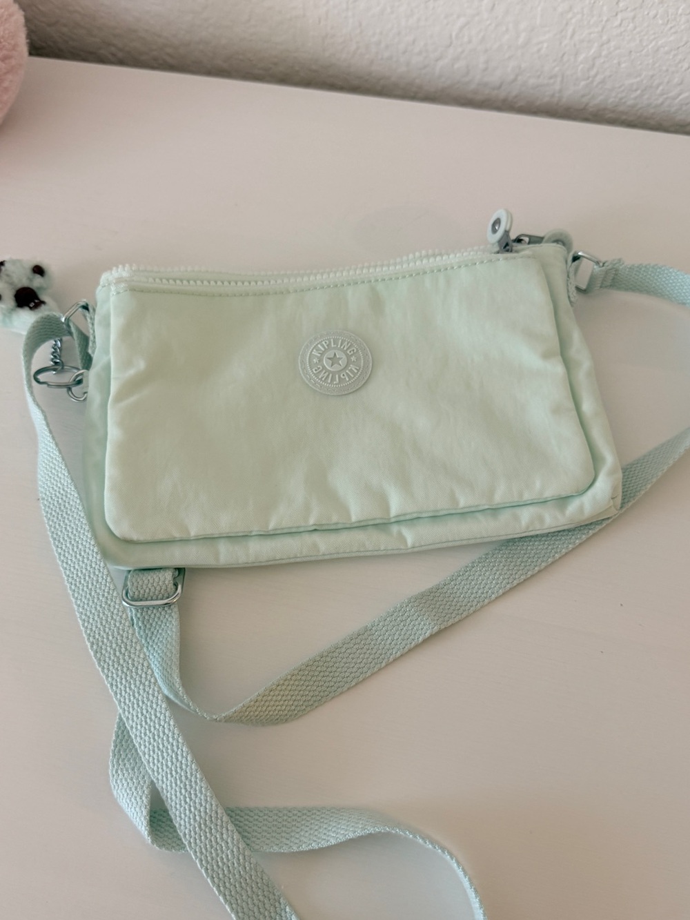 Kipling Mint Green Crossbody Bag - Lightweight Nylon Shoulder Purse